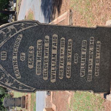 FAID William -1948 &amp; Agnes MacGILL -1919