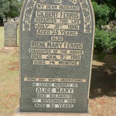 FERRIS Gilbert -1916 &amp; Alice Mary -1961 :: FERRIS Irene Mary -1915