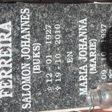 FERREIRA Salomon Johannes 1927-2010 &amp; Maria Johanna 1937-2011
