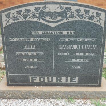 FOURIE Dirk 1886-1955 &amp; Maria Adriana LOUW 1890-1971