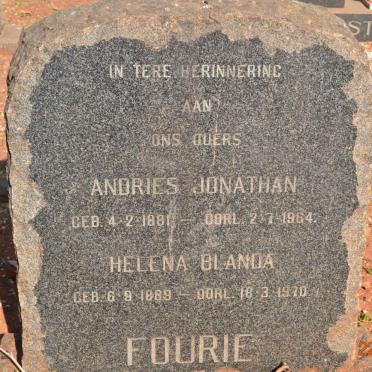 FOURIE Andries Jonathan 1881-1964 &amp; Helena Blanda 1889-1970