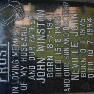 FROST John Winston 1941-1989 :: FROST Neville John 1975-1994