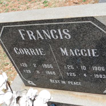 FRANCIS Corrie 1906-1968 &amp; Maggie 1906-1983