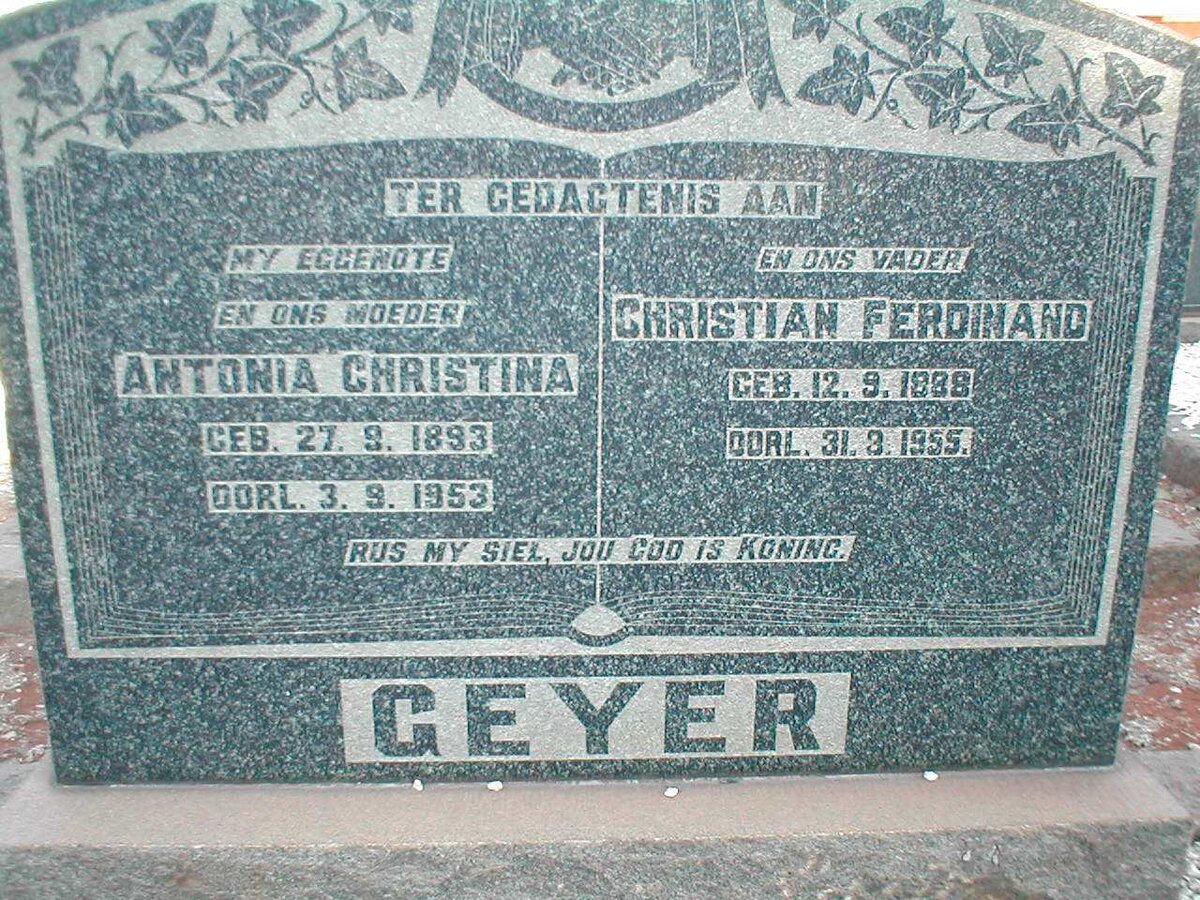 GEYER Christian Ferdinand 1888-1955 &amp; Antonia Christina 1893-1953
