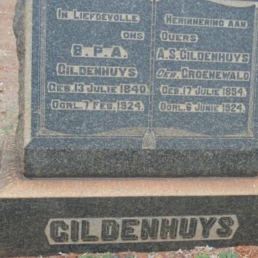 GILDENHUYS B.P.A. 1840-1924 &amp; A.S. GROENEWALD 1854-1924