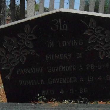 GOVENDER Parvathie 1945-1966 ::GOVENDER Romella 19?6-1966