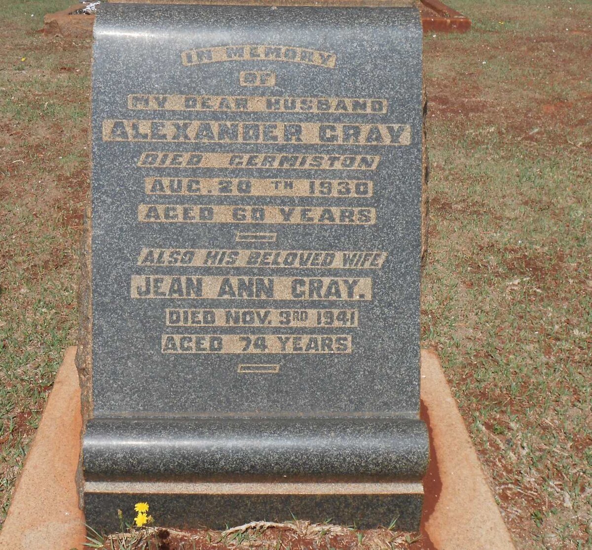 GRAY Alexander -1930 &amp; Jean Ann -1941