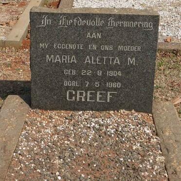 GREEF Maria Aletta M. 1904-1960