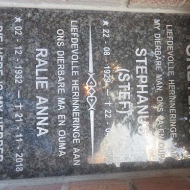 GREYLING Stephanus 1929-2008 &amp; Ralie Anna 1932-2018