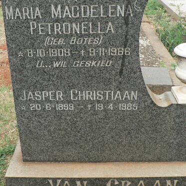 GRAAN Jasper Christiaan, van 1899-1985 &amp; Maria Magdelena Petronella BOTES 1909-1966