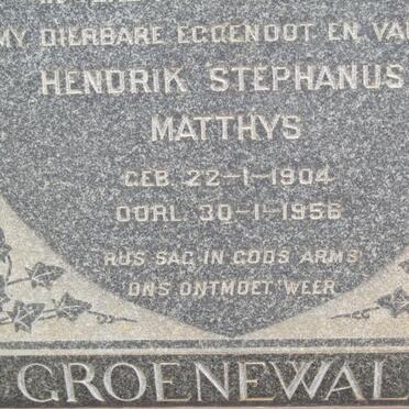 GROENEWALD Hendrik Stephanus Matthys 1904-1956