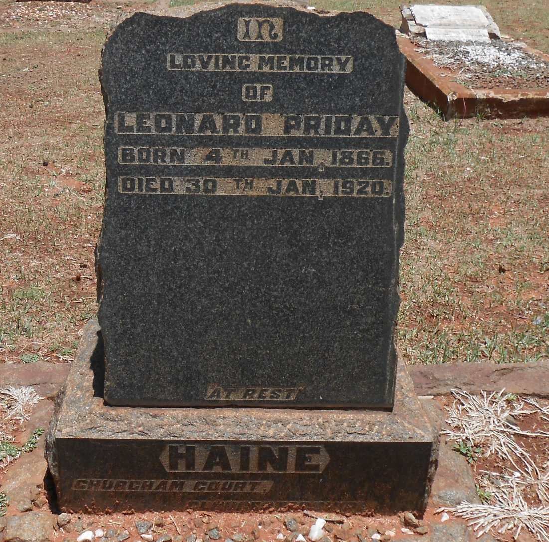 HAINE Leonard Priday 1866-1920