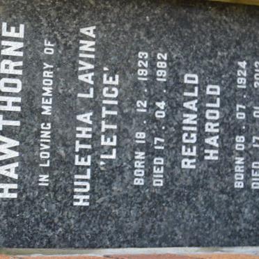 HAWTHORNE Reginald Harold 1924-2012 &amp; Huletha Lavina 1923-1982