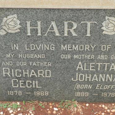 HART Richard Cecil 1878-1968 &amp; Aletta Johanna ELOFF 1889-1978