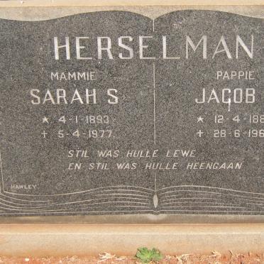HERSELMAN Jacob S. 1882-1965 &amp; Sarah S. 1893-1977