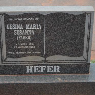 HEFER Gesina Maria Susanna nee FABER 1918-2004