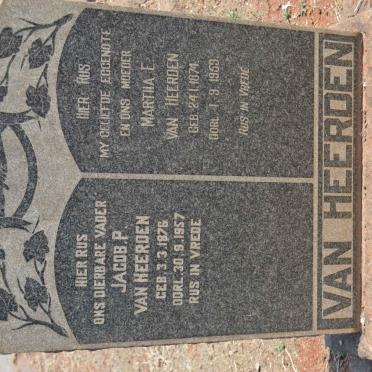 HEERDEN Jacob P., van 1876-1957 &amp; Martha E. 1874-1953