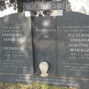 HEERDEN Gerhardus Arnoldus, van 1915-1994 &amp; Wilhelmina Johanna Dorothea 1910-1993