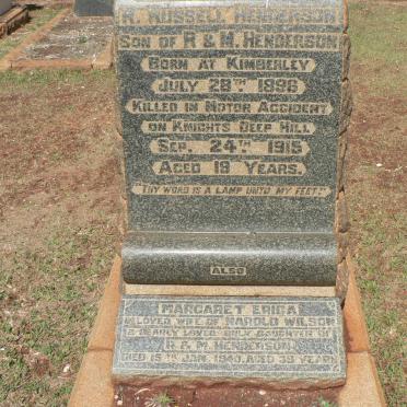 HENDERSON R. Russell 1896-1915 :: WILSON Margaret Erica -1940