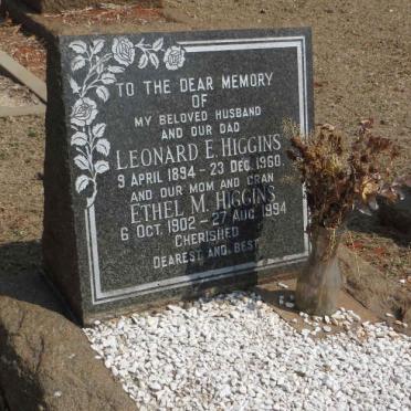 HIGGINS Leonard E. 1894-1960 &amp; Ethel M. 1902-1994