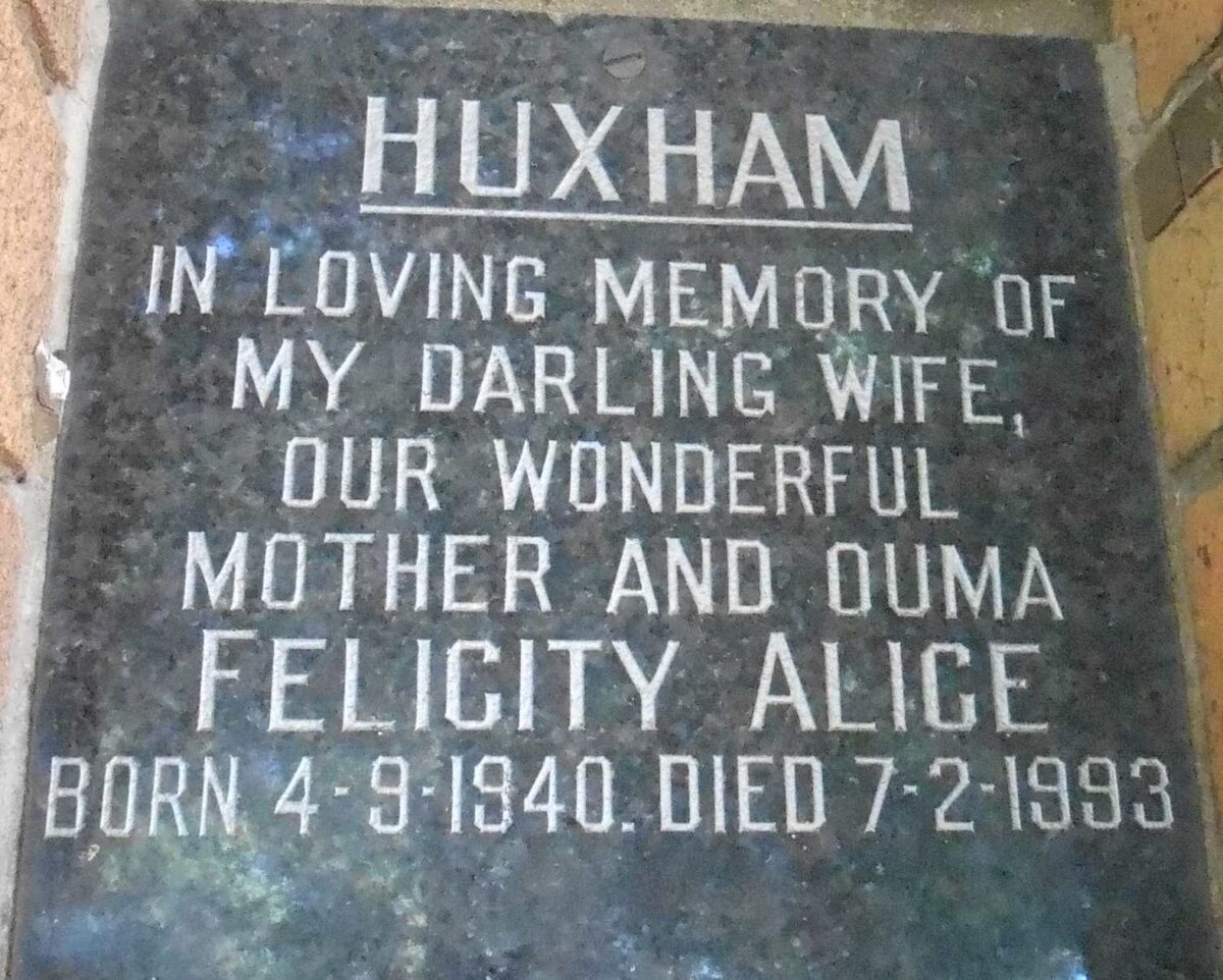 HUXHAM Felicity Alice 1940-1993