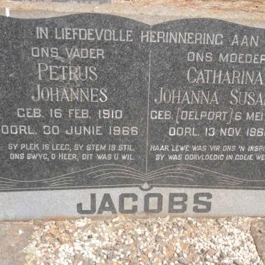 JACOBS Petrus Johannes 1910-1966 &amp; Catharina Johanna Susanna DELPORT 1922-1960