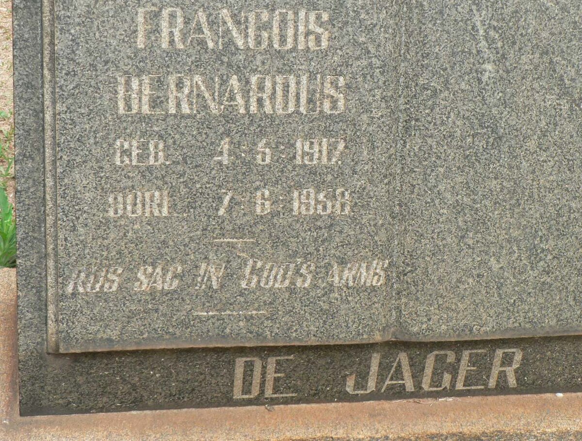 JAGER Francois Bernardus, de 1917-1958
