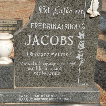 JACOBS Fredrika nee HEUNIS