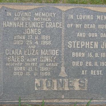 JONES Stephen John 1880-1930 &amp; Hannah Eunice Grace 1881-1966 :: BALES Clara Eliza Maude 1880-1968
