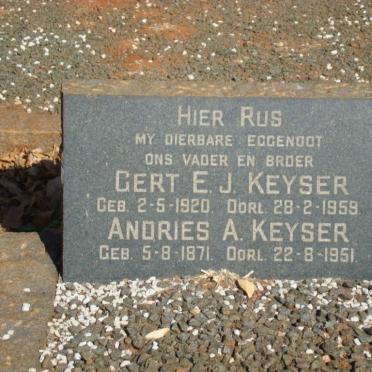 KEYSER Andries A. 1871-1951:: KEYSER Gert E.J. 1920-1959
