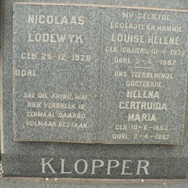KLOPPER Nicolaas Lodewyk 1928- &amp; Louise Helene CILLIERS 1932-1957 :: KLOPPER Helena Gertruida Maria 1953-1957