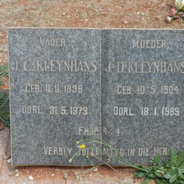KLEYNHANS J.C. 1898-1979 &amp; J.D. 1904-1989
