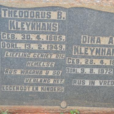 KLEYNHANS Theodorus B. 1885-1949 &amp; Dina A. 1890-1972