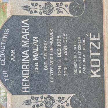 KOTZÉ Hendrina Maria nee MALAN 1935-1965