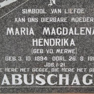 LABUSCHAGNE Maria Magdalena Hendrika nee V.D. MERWE 1894-1962