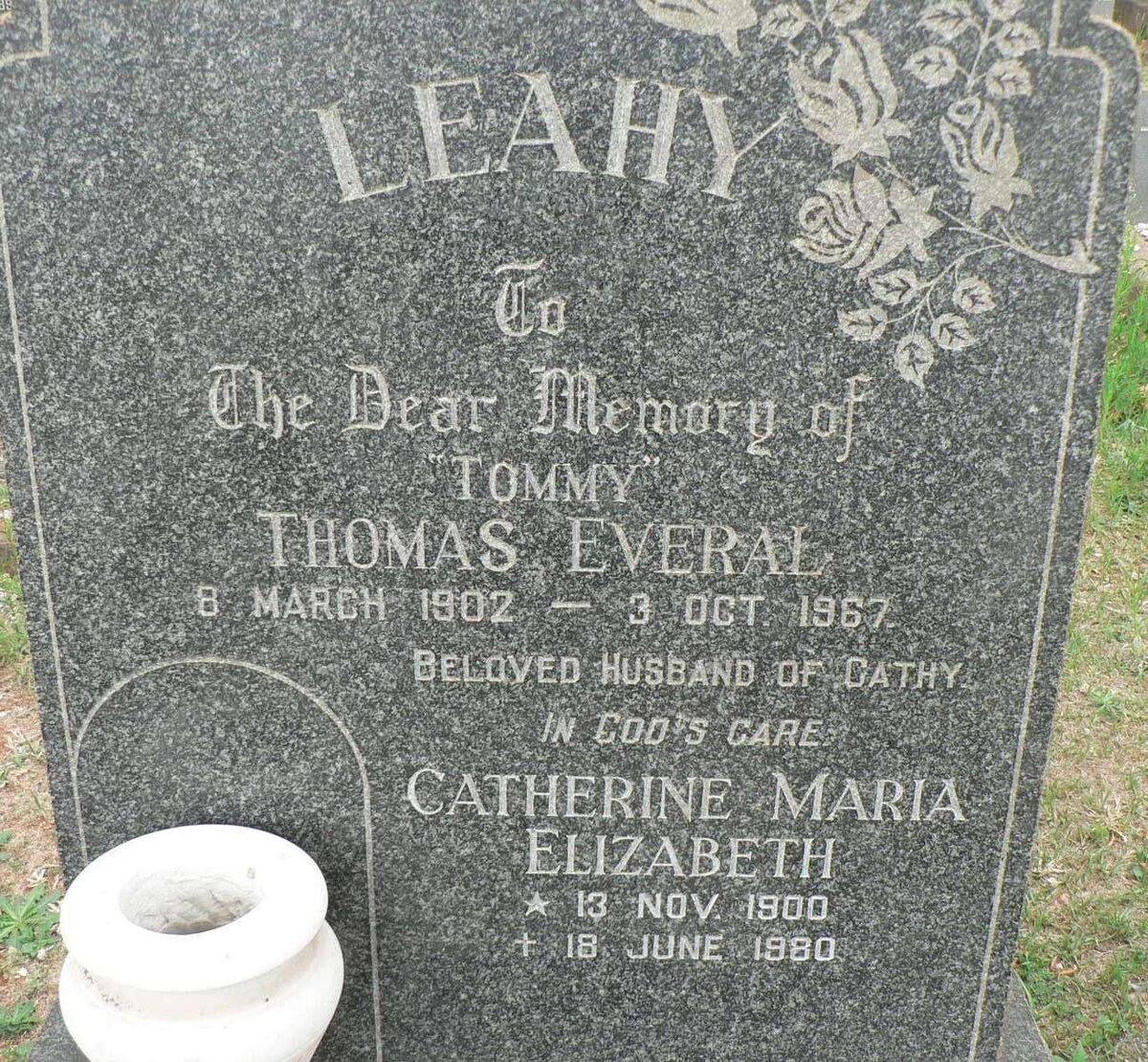 LEAHY Thomas Everal 1902-1967 &amp; Catherine Maria Elizabeth 1900-1980