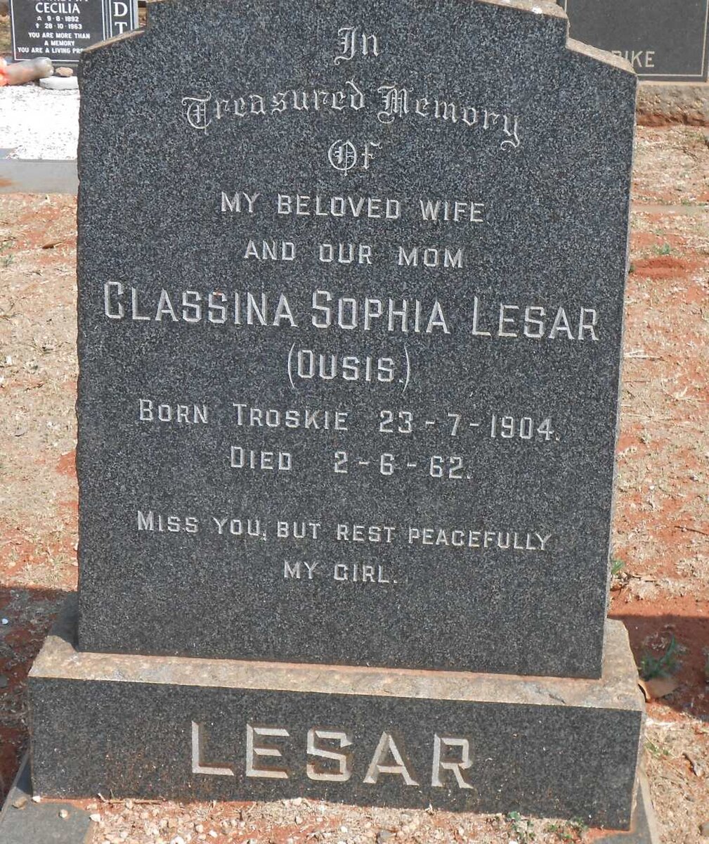 LESAR Classina Sophia nee TROSKIE 1904-1962