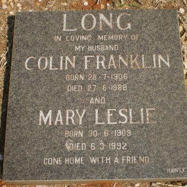 LONG Colin Franklin 1906-1988 &amp; Mary Leslie 1909-1992