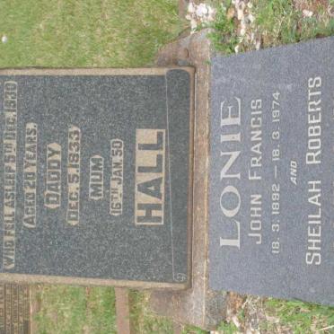 LONIE John Francis 1892-1974 &amp; Sheilah Roberts 1903-1980 :: HALL ? -1933 &amp; ? -1950 :: HALL Norah -1930