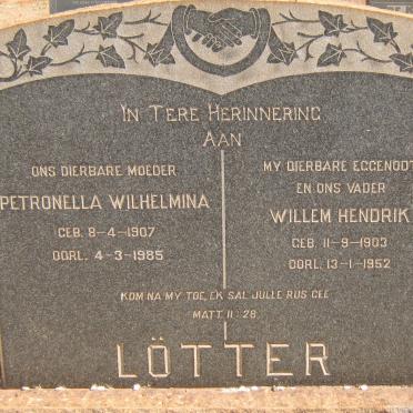 LÖTTER Willem Hendrik 1903-1952 &amp; Petronella Wilhelmina 1907-1985