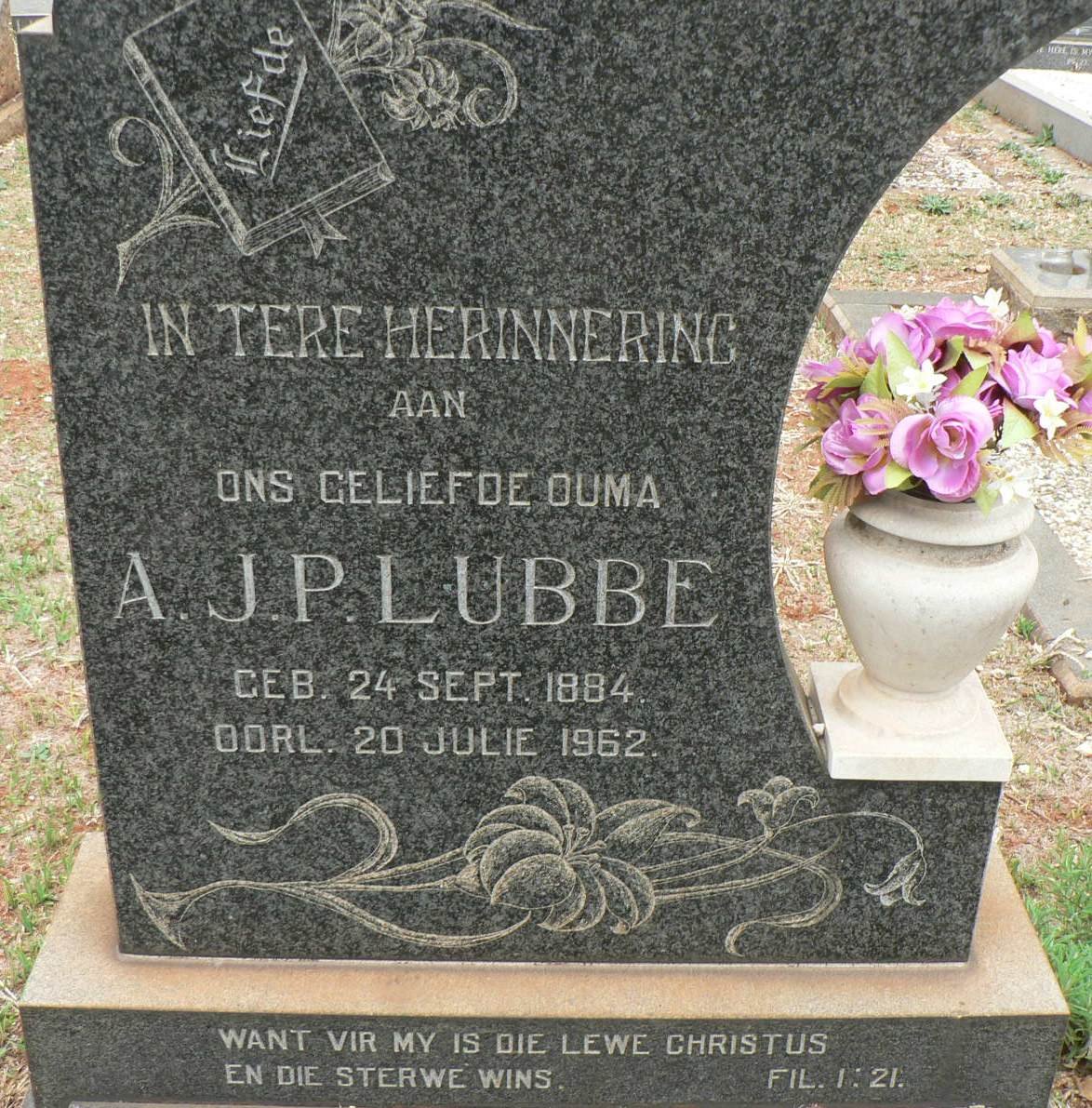 LUBBE A.J.P. 1884-1962