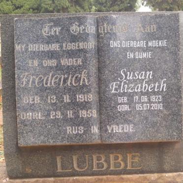 LUBBE Frederick 1919-1958 &amp; Susan Elizabeth 1923-2010