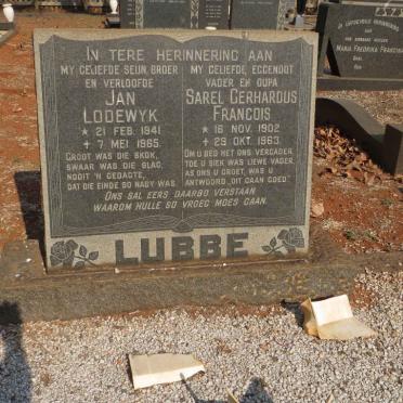 LUBBE Sarel Gerhardus Francois 1902-1963 :: LUBBE Jan Lodewyk 1941-1965