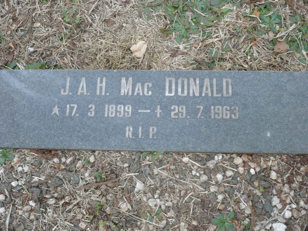 MacDONALD J.A.H. 1899-1963