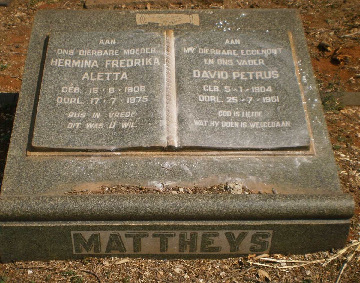 MATTHEYS David Petrus 1904-1951 &amp; Hermina Fedrika Aletta 1906-1975