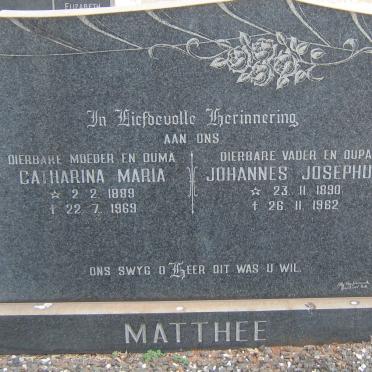 MATTHEE Johannes Josephus 1890-1962 &amp; Catharina Maria 1889-1969