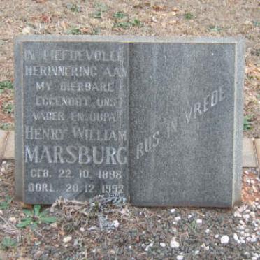 MARSBURG Henry William 1898-1952
