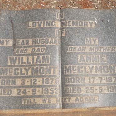 McCLYMONT William 1878-1953 &amp; Annie 1878-1966