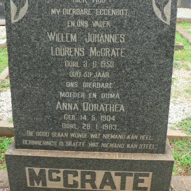 McCRATE Willem Johannes Lourens -1953 :: McCRATE Anna Dorathea 1904-1983