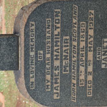 McNAIR James Hamilton 1869-1927 &amp; Janet 1868-1962